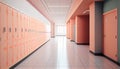 Orange lockers cabinets furniture in a locker room at school or university for student. Royalty Free Stock Photo