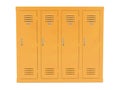 Orange lockers. Front view. 3d rendering illustration isolated