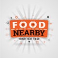 Orange logo template for food nearby. for promotion, advertising, marketing. Can be for food application cover, culinary logo, foo