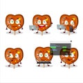 Orange lolipop love Programmer cute cartoon character with