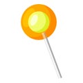 Orange lollipop icon, cartoon style