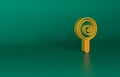 Orange Lollipop icon isolated on green background. Candy sign. Food, delicious symbol. Minimalism concept. 3D render