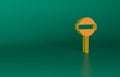 Orange Lollipop icon isolated on green background. Food, delicious symbol. Minimalism concept. 3D render illustration