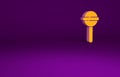 Orange Lollipop icon isolated on purple background. Food, delicious symbol. Minimalism concept. 3d illustration 3D