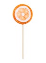 Orange lollipop isolated on white Royalty Free Stock Photo