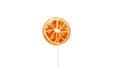Orange lollipop on white background isolated. Fruit candy Royalty Free Stock Photo