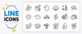 Orange, Lotus and Organic tested line icons. For web app. Vector