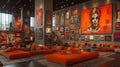 Orange Lounge with Modern Art Royalty Free Stock Photo