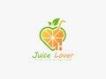 Orange Lover Juice Logo Design Delicious Drinking