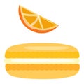 Orange macaron icon cartoon vector. French sweet box