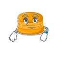 Orange macaron on waiting gesture mascot design style