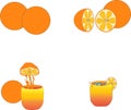 orange made into orange juice simple art and design vector icon