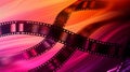 Orange magenta background with film strip for background