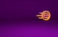 Orange Mail and e-mail icon isolated on purple background. Envelope symbol e-mail. Email message sign. Minimalism