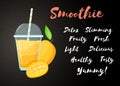 Orange mango smoothie fruit cocktail illustration