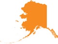 Orange map of Alaska Last Frontier Royalty Free Stock Photo