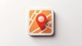 Red map pin icon on a stylized map background, minimalistic 3D graphic Royalty Free Stock Photo