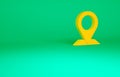 Orange Map pin icon isolated on green background. Navigation, pointer, location, map, gps, direction, place, compass Royalty Free Stock Photo