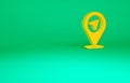 Orange Map pin icon isolated on green background. Navigation, pointer, location, map, gps, direction, place, compass Royalty Free Stock Photo