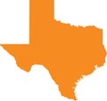 Orange map of Texas Lone Star State