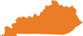 Orange map of Kentucky Bluegrass State