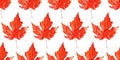 Orange maple leaf bright watercolor texture seamless pattern. Vector autumn fall background. Backdrop for Thanksgiving, Halloween