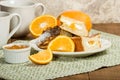 Orange marmalade stuffed toast Royalty Free Stock Photo