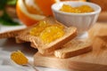 Orange marmalade on toast Royalty Free Stock Photo