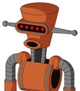 Orange Mech With Cylinder-Conic Head And Round Mouth And Visor Eye