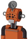 Orange Mech With Multi-Toroid Head And Teeth Mouth And Bug Eyes And Radar Dish Hat