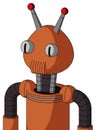 Orange Mech With Rounded Head And Speakers Mouth And Two Eyes And Double Led Antenna
