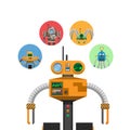 Orange Mechanic Robot with Indicators and Antennae Royalty Free Stock Photo