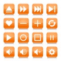 Orange media sign rounded square icon web button Royalty Free Stock Photo