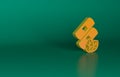 Orange Medical nicotine patches icon isolated on green background. Anti-tobacco medical plaster. Minimalism concept. 3D