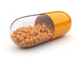 Orange medical pill 3D. Vitamins. Isolated