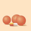 Orange medicine , drug , Vitamin C capsule illustration