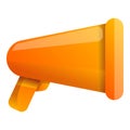 Orange megaphone icon, cartoon style