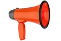 Orange megaphone on white background isolated close up, hand loudspeaker design, loud-hailer or speaking trumpet Royalty Free Stock Photo