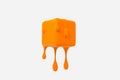 orange melting cube with liquid drop details, 3d rendering