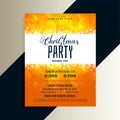 Orange merry christmas party flyer with shiny snowflakes design