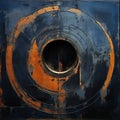 Abstract Rusted Door With Circular Abstraction And Strong Contrast