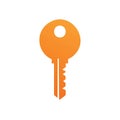 Orange metal key icon for security access concept digital illustration Royalty Free Stock Photo