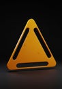 Orange Metal Warning Triangle Sign on Dark Background Royalty Free Stock Photo