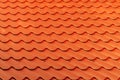 Orange metallic roof tile pattern as background