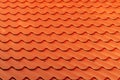 Orange metallic roof tile pattern as background Royalty Free Stock Photo