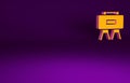 Orange Military mine icon isolated on purple background. Claymore mine explosive device. Anti personnel mine. Army