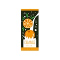 Orange milk logo original design, label for natural healthy dairy product with fresh fruit vector Illustration