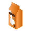 Orange milk package icon, isometric style