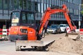 Orange mini excavator