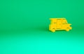 Orange Minibus icon isolated on green background. Minimalism concept. 3d illustration 3D render